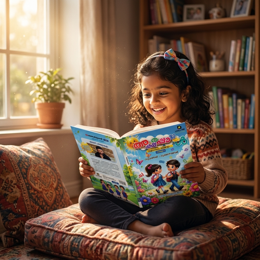 Child experiencing the joy of reading a physical book